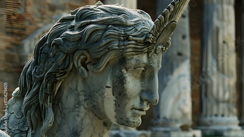 A statue of a woman with a hair wreath and a bow in her hair