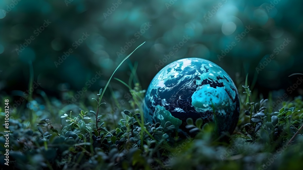 Earth globe in weeds symbolizing reduce reuse recycle to lessen ...