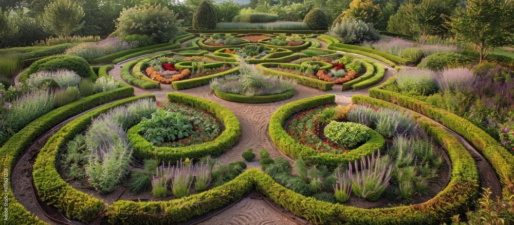 Expansive Country Estate with Formal Geometric Vegetable Garden and Ornamental Floral Borders