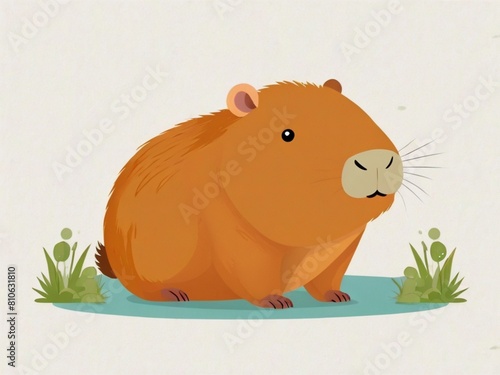 Cute capybara flat illustration created