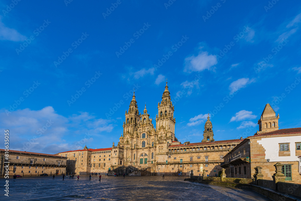 Fototapeta premium Santiago de Compostela, Spain. The cathedral of Santiago de Compostela. UNESCO World Heritage Site.