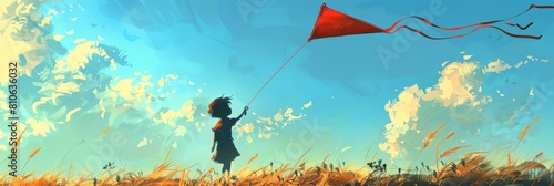 A Joyful Spring Day A Child Soaring to New Heights with a Colorful Kite Powered by Generative