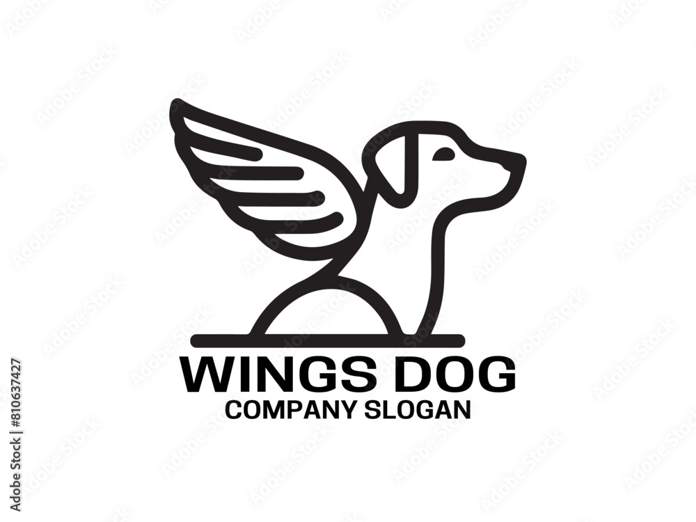 Fototapeta premium Wings Dog Logo Design Vector Template