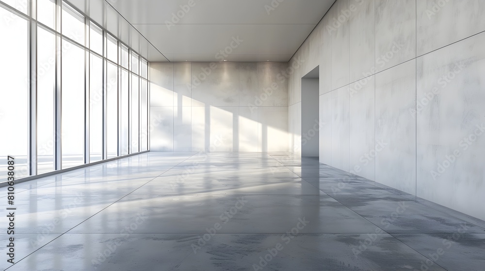 Sleek and Spacious Empty Room with Minimalist Architectural Design and Bright Natural Lighting Sleek and Spacious Empty Room with Minimalist Architectural Design and Bright Natural Lighting