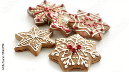 Tasty Christmas cookies on white background