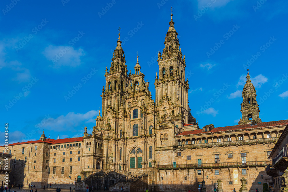 Fototapeta premium Santiago de Compostela, Spain. The cathedral of Santiago de Compostela. UNESCO World Heritage Site.