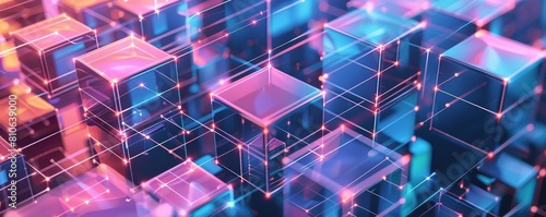 Abstract illustration of interconnected cubes forming a digital network 