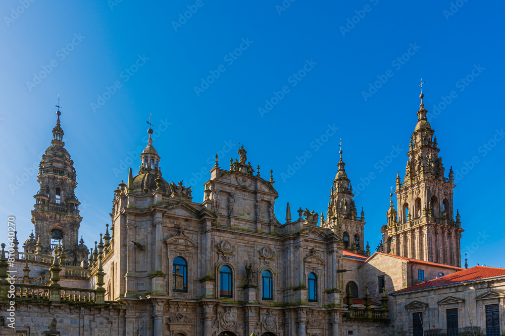 Santiago de Compostela, Spain.  The cathedral of Santiago de Compostela. UNESCO World Heritage Site.