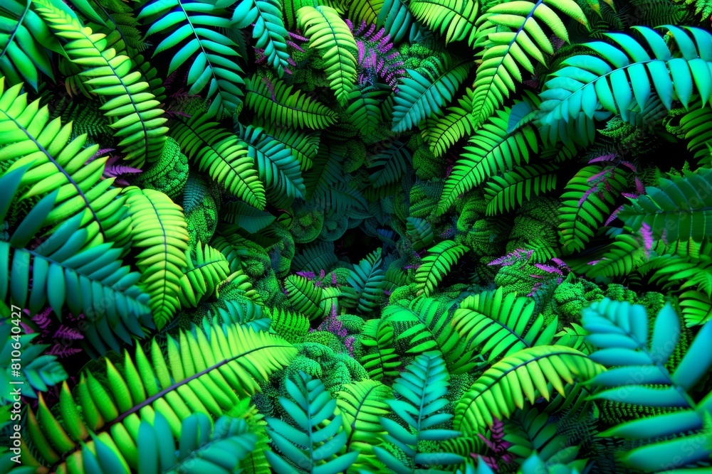 Lush green fern leaves create a vibrant and textured background. A dense pattern of foliage, evoking a sense of tropical nature and abundance.
Lush green fern leaves create a vibrant and textured background. A dense pattern of foliage, evoking a sense of tropical nature and abundance.