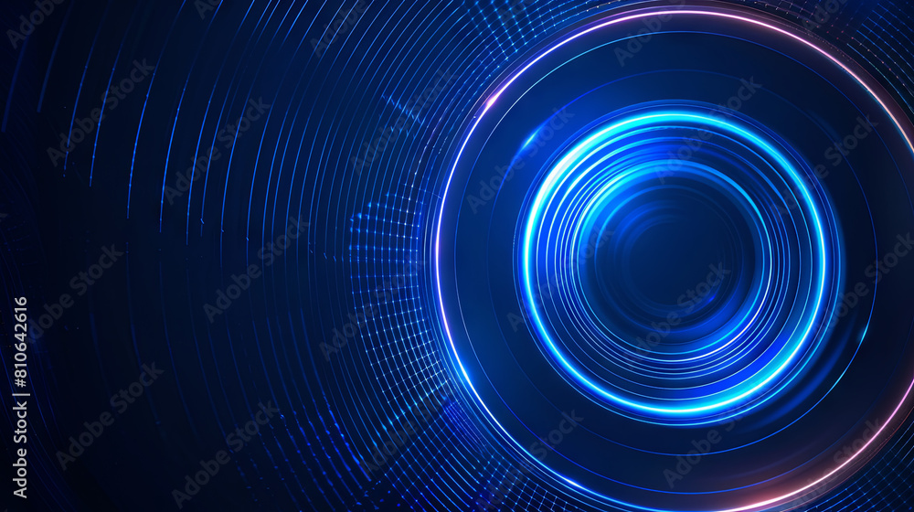 Obraz premium Glowing lines forming abstract circles against a dark blue backdrop