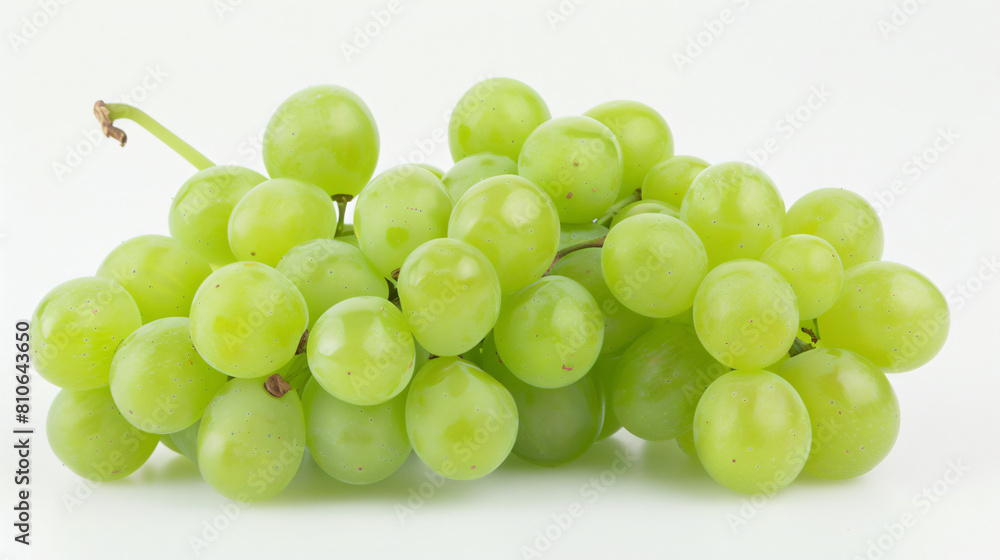 Tasty green grapes on white background