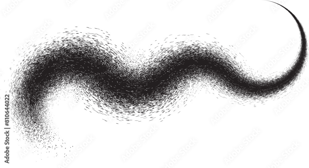 Fototapeta premium Curved Dry Brush Stroke . Chinese calligraphy . Japanese style . Snake logo. Asian design elements . Looped brush line . Vector