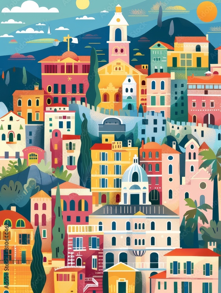 Colorful City Buildings in Art Colorful City Buildings in Art