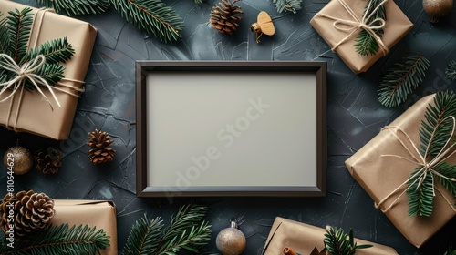 Ring in the new year with an elegant and simple mockup frame perfect for showcasing your designs, Generated by AI