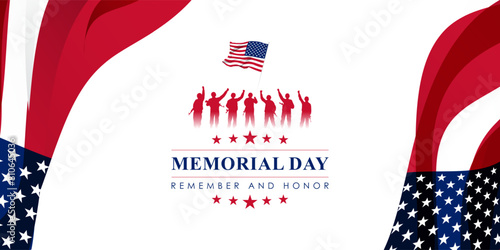 Vector illustration of Memorial Day social media feed template