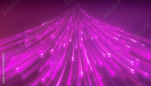 Illustation of glowing neon lines in magenta on reflecting floor - abstract background.