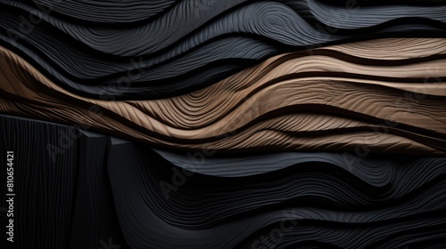 Abstract background with wavy lines in black and brown colors