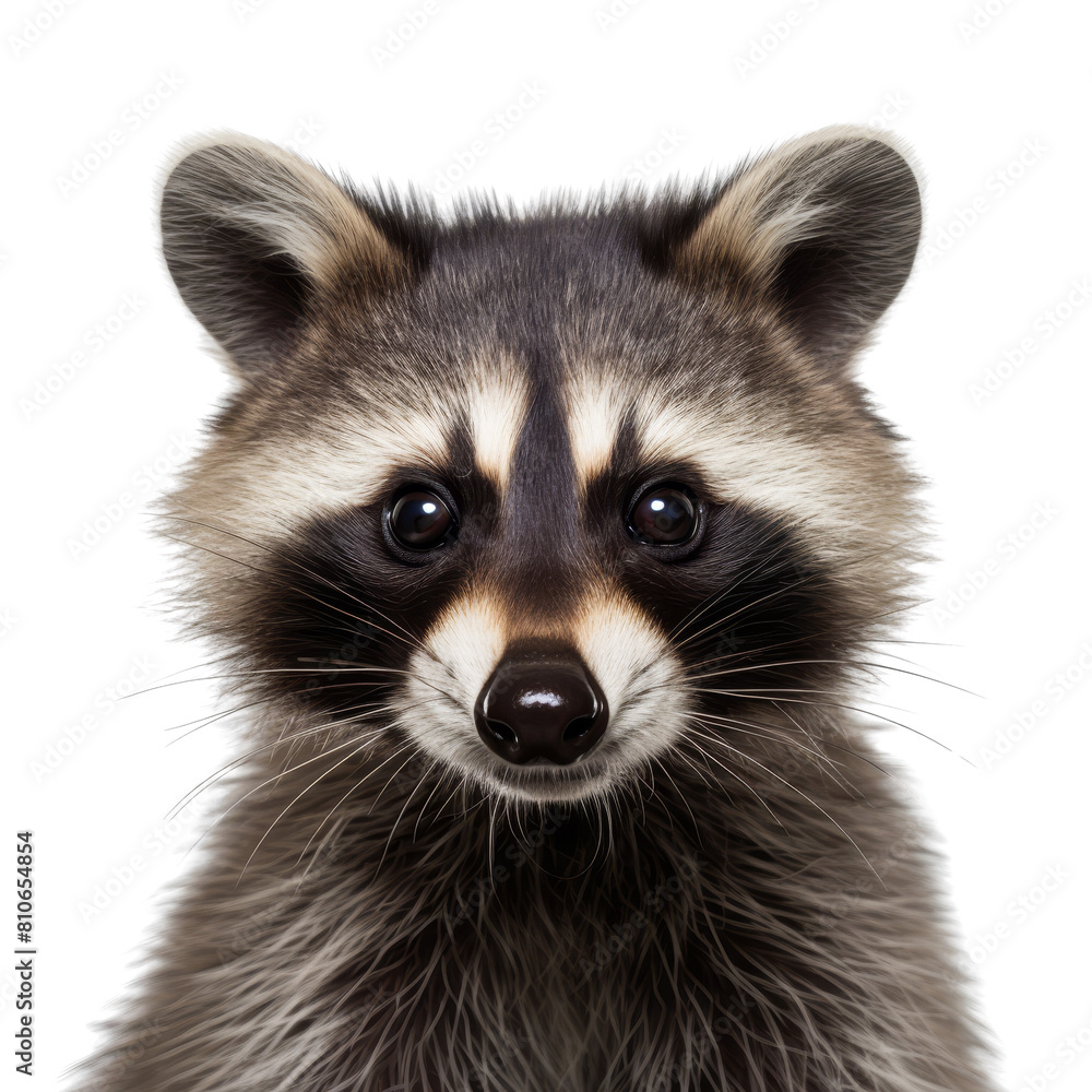 This is a photo of a raccoon. It has dark fur around its eyes and a long tail. It is looking at the camera with a curious expression.