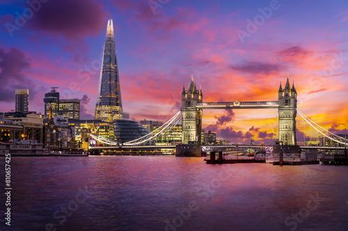 Discover the breathtaking London skyline featuring The Shard  Tower Bridge and River Thames