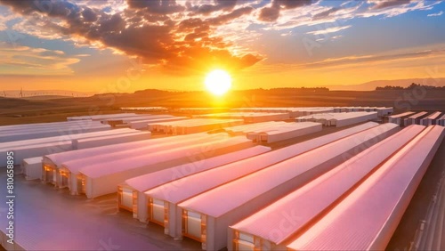 Quantifying the Energy Storage Units or Battery Containers at a Solar Farm. Concept Energy Storage Units, Battery Containers, Solar Farm, Quantification, Renewable Energy photo
