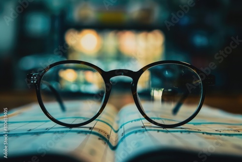 A calendar reflected in a pair of glasses, symbolizing the clarity and focus that comes with organized planning and scheduling.