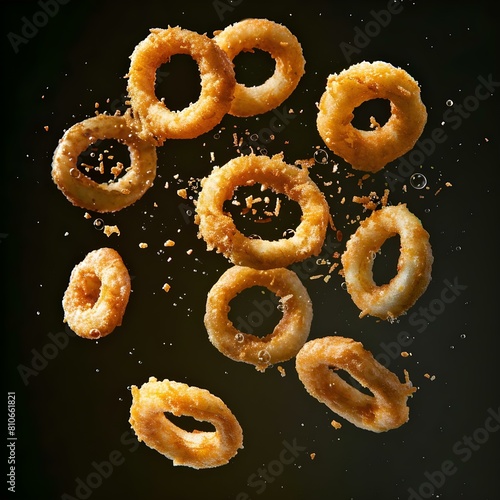 Crispy Fried Onion Rings: An Iconic American Fast Food Snack. Concept Fast Food, American Cuisine, Snack, Onion Rings, Crispy