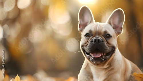 Joyful French Bulldog Delights in Outdoor Playtime, Radiating Carefree Energy. Concept Pets, Dogs, Outdoor Fun, Joyful Moments, French Bulldogs © Anastasiia