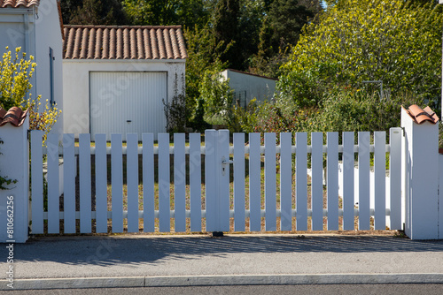 PVC gate of design modern house white home door slats © OceanProd
