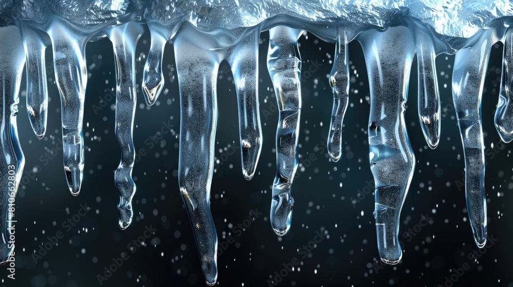 A frozen waterfall with ice crystals hanging from it A frozen waterfall with ice crystals hanging from it