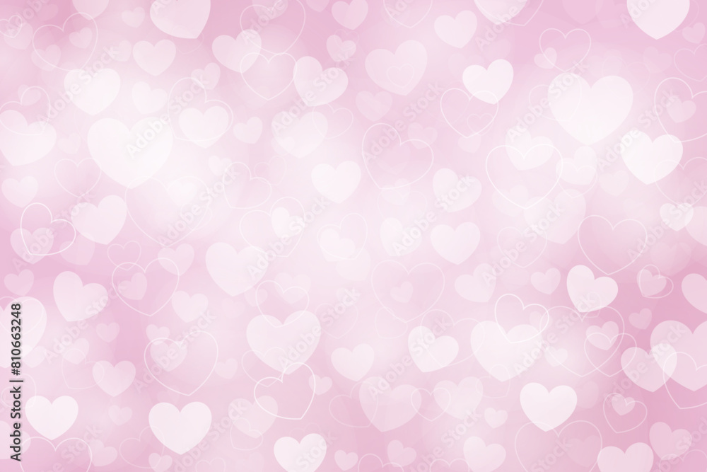 Pink heart bokeh, defocused light  background ,vector.