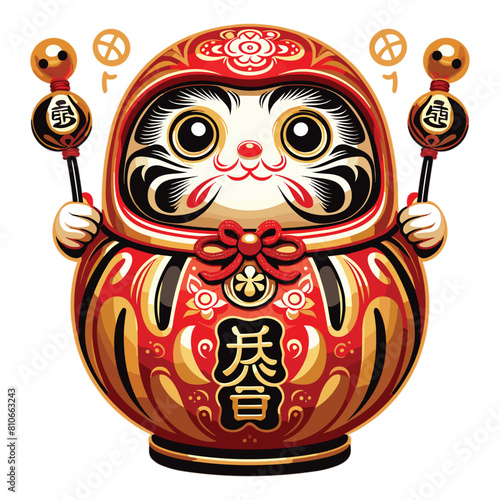 Daruma Japanese wish doll vector illustration