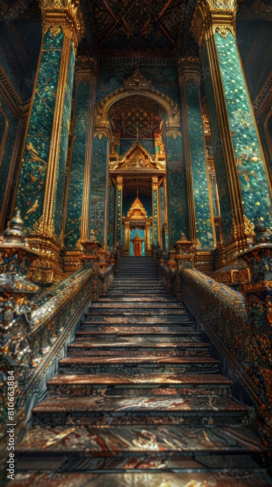 Lavish Palatial Interior with Ornate Architecture and Intricate Design Inviting Immersive