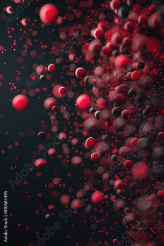 A close up of red and black spheres