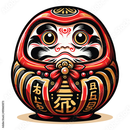 Daruma Japanese wish doll vector illustration