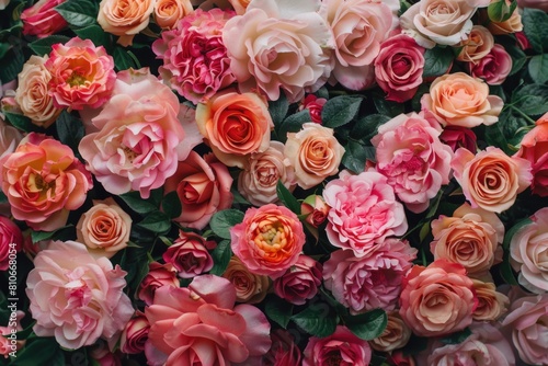 A bouquet of pink roses is arranged in a way that creates a sense of abundance