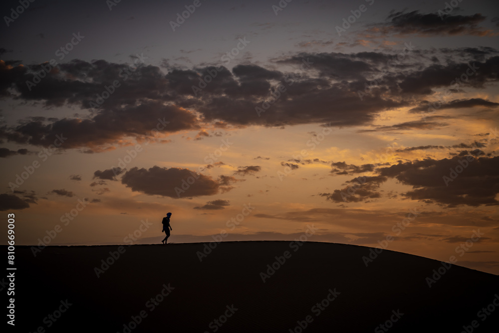 silhouette of a person on a sunset Morocco