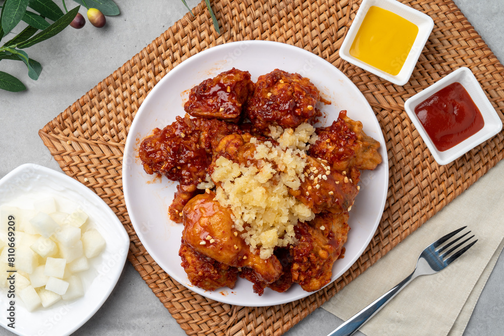Fried, chicken, seasoning, duck, half-and-half, fried, chicken, Korean, mustard, sauce, radish, soy sauce, garlic, Fried, chicken, seasoning, duck, half-and-half, fried, chicken, Korean, mustard, sauce, radish, soy sauce, garlic,