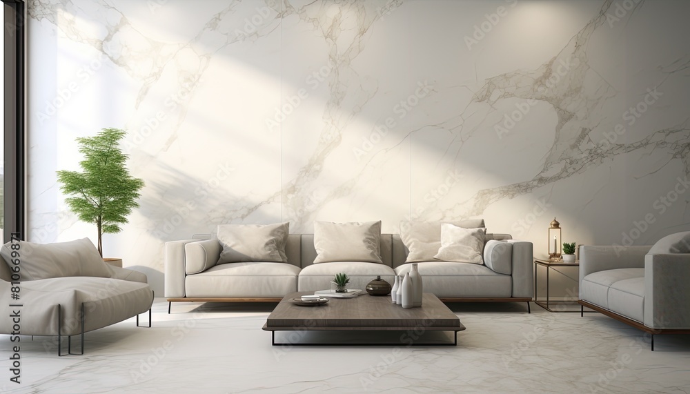 Fototapeta premium Elegant HomeInterior of living with sofa, Modern living room indoor design with the scene of a sofa