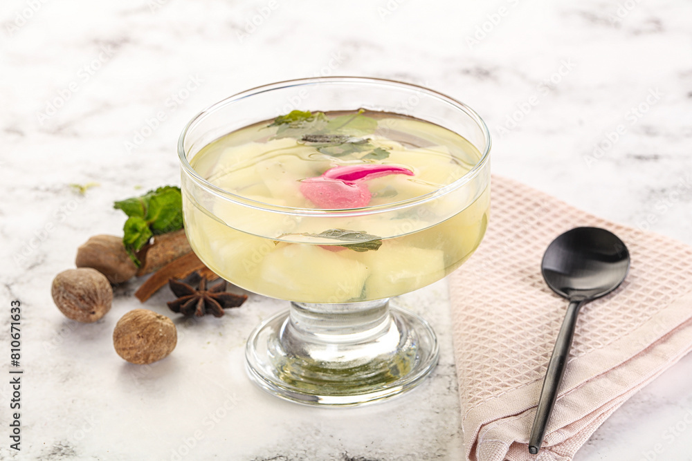 Sweet pineapple jelly with mint Sweet pineapple jelly with mint