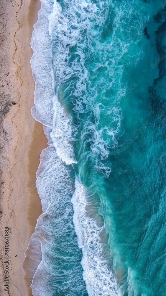 Aerial view of the beach with waves, captured from above by an iPhone camera, showcasing the vastness and beauty of nature's creation. Aerial view of the beach with waves, captured from above by an iPhone camera, showcasing the vastness and beauty of nature's creation.
