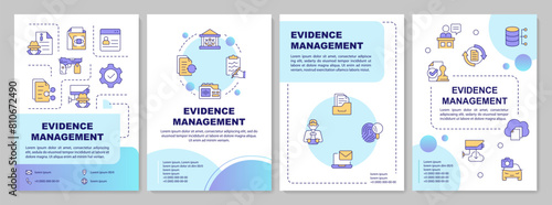 Evidence control blue gradient brochure template. Leaflet design with linear icons. Editable 4 vector layouts for presentation, annual reports. Arial-Bold, Myriad Pro-Regular fonts used photo