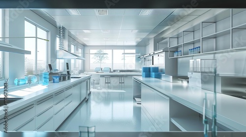 Modern laboratory environments emphasizing cleanliness and technology