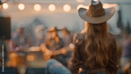 Cowgirl enjoying live country music at festival. Concept Country Music Festival, Cowgirl Fashion, Live Entertainment, Western Theme, Festival Vibes photo
