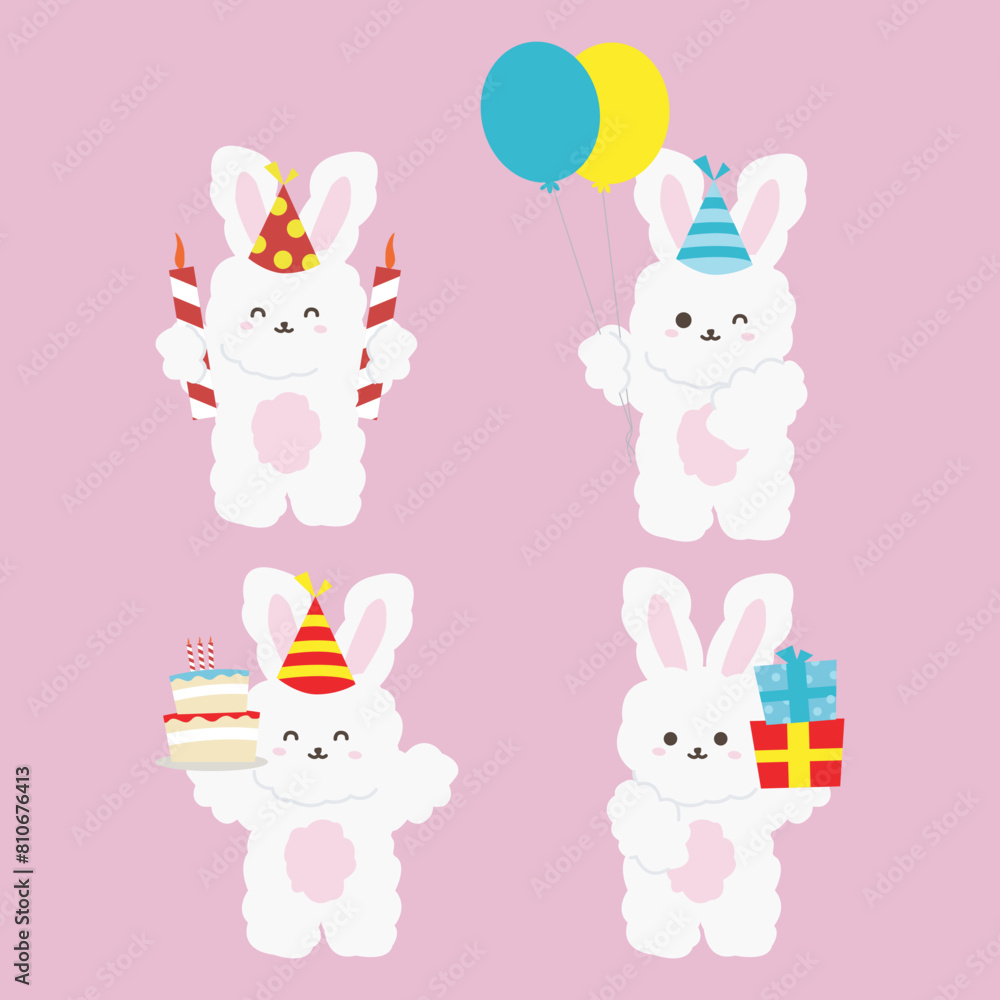 cute birthday rabbit set