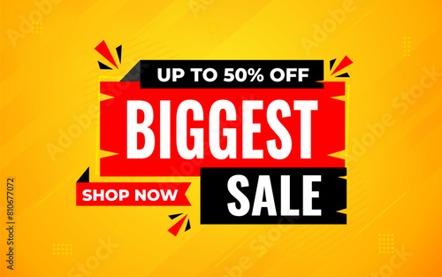 Biggest sale banner. Biggest sale of the year banner. Sale and discounts Biggest sale, Promotion special marketing poster design for digital and print market.