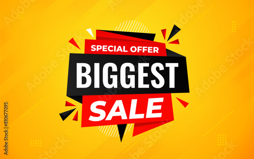 Biggest sale banner. Biggest sale of the year banner. Sale and discounts Biggest sale, Promotion special marketing poster design for digital and print market.