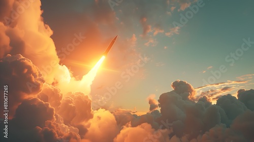 Nuclear Warhead Missile Launching Sky photo