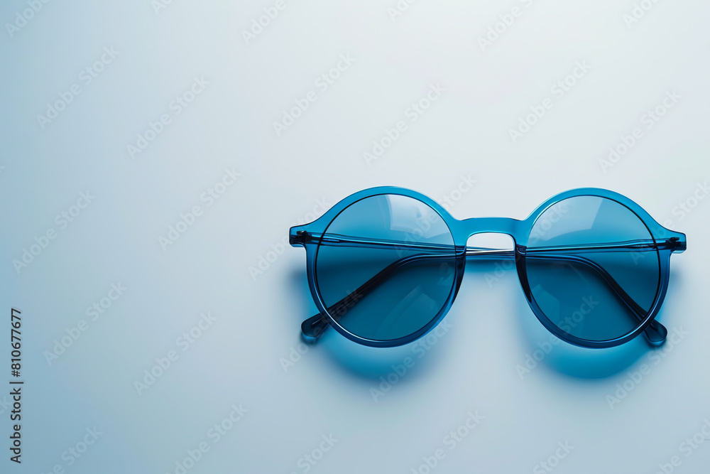 Blue sunglasses on white background. Blue sunglasses on white background.