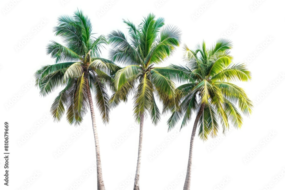Tropical palm tree oasis photo on white isolated background
