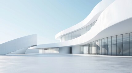 futuristic concrete architecture with a car park, and empty square floor.